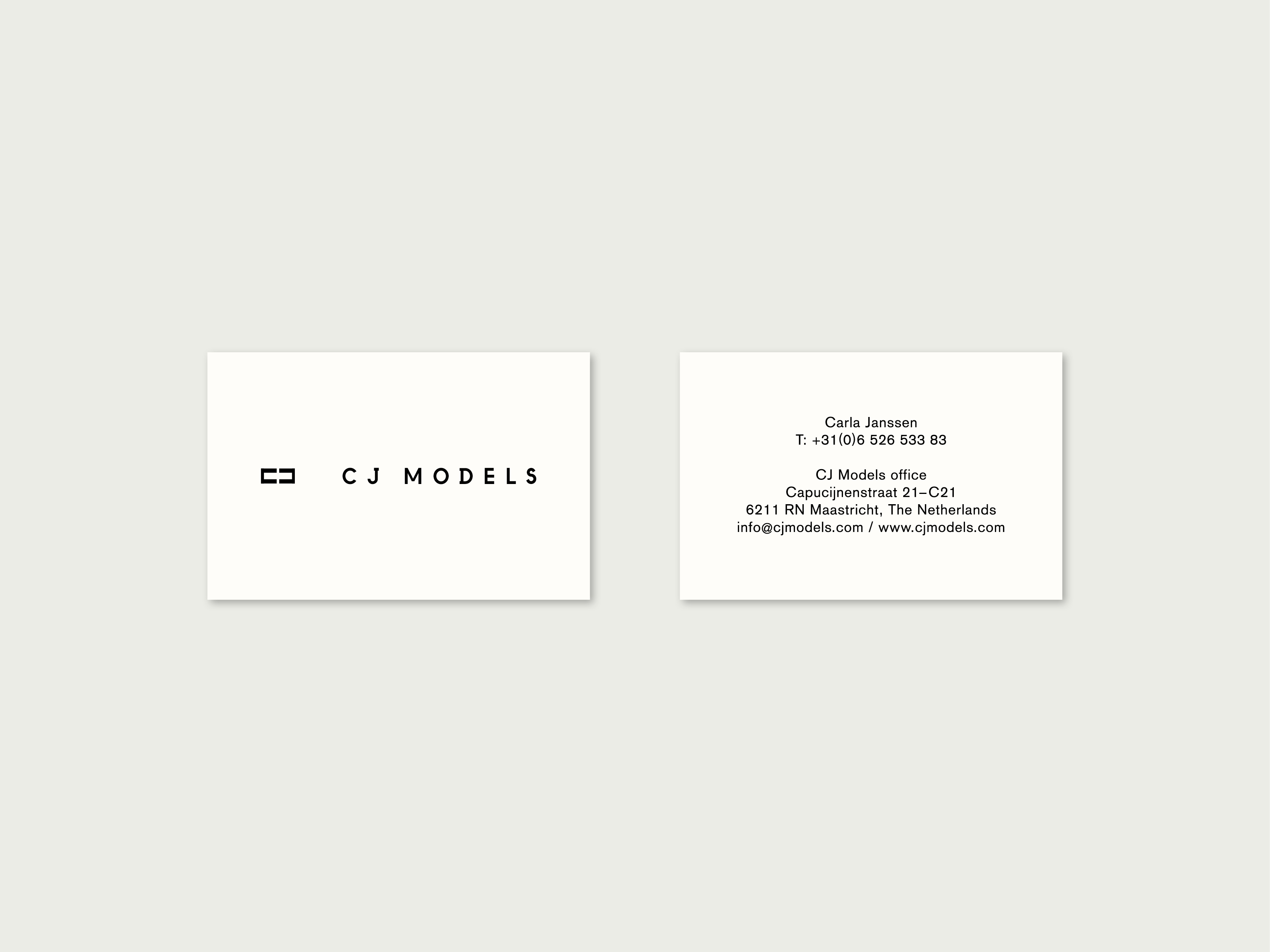 CJ Models business card